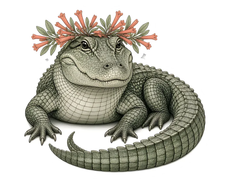 Alligator Flower Crown Sticker product photo