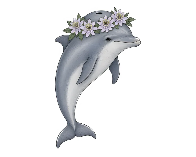 Bottlenose Dolphin Flower Crown Sticker product photo