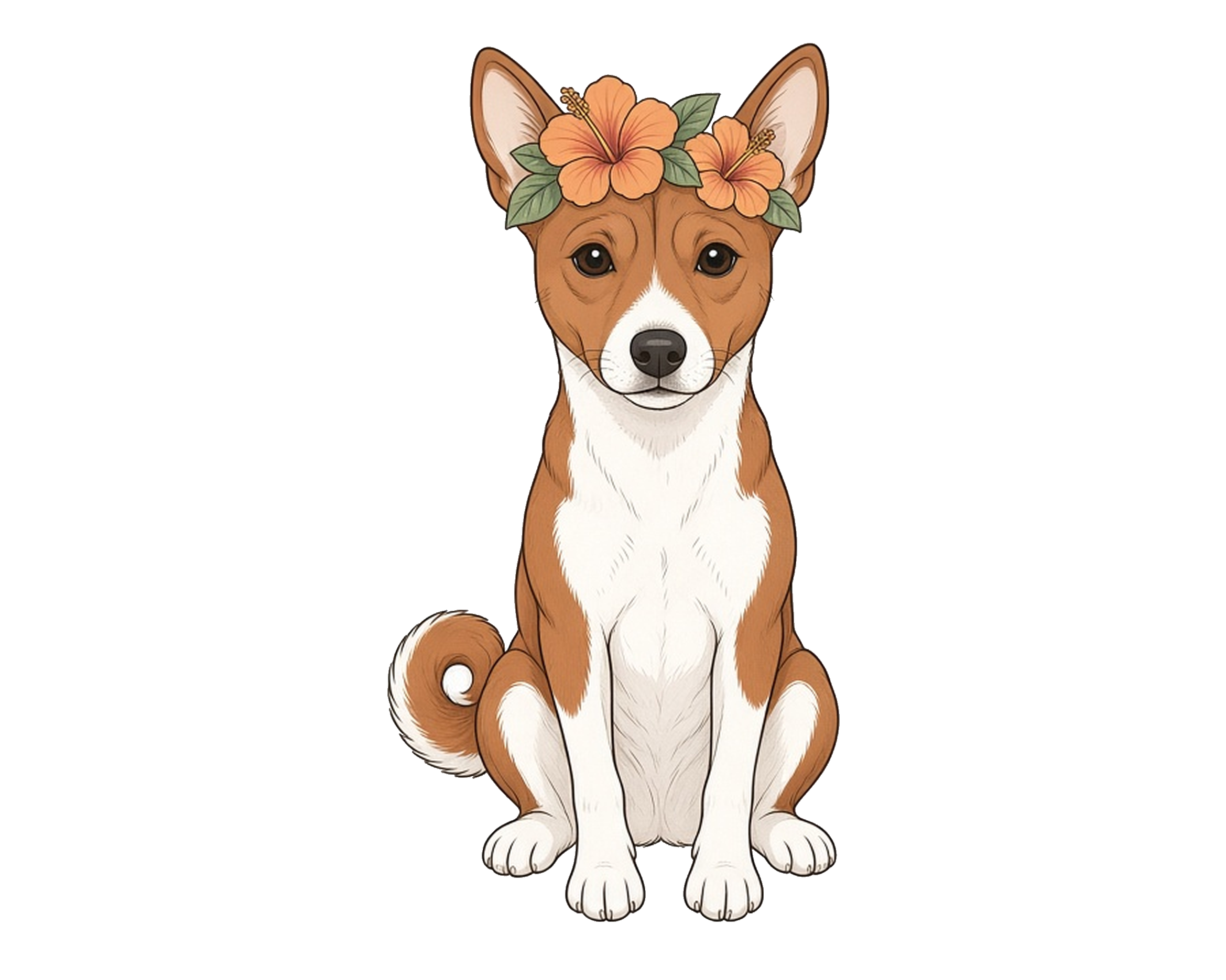 Flower Crown Basenji Sticker — Floof