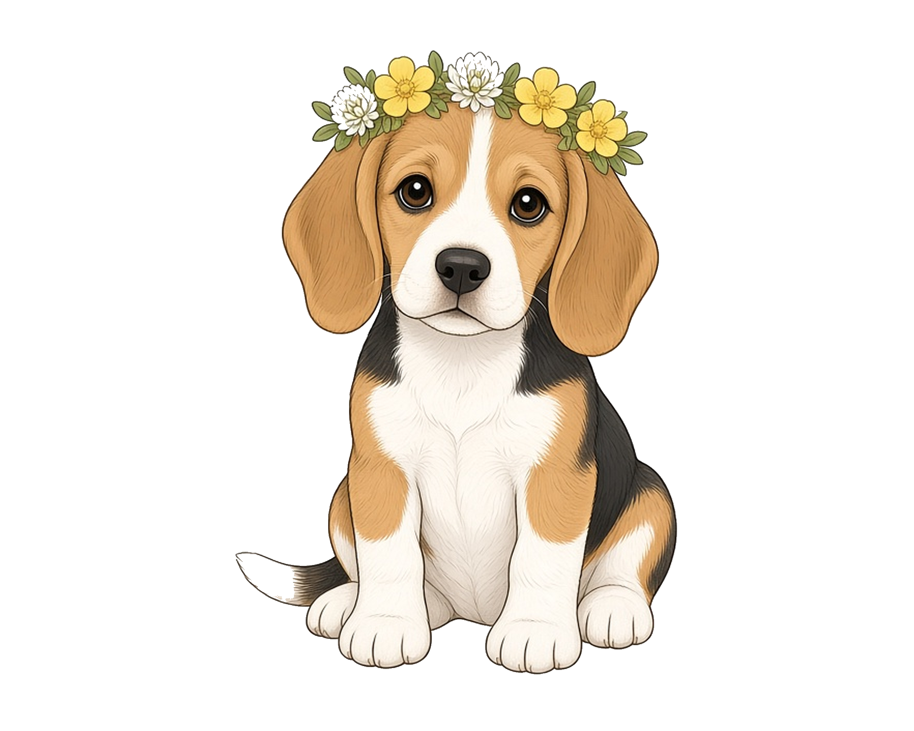 Flower Crown Beagle Sticker — Floof