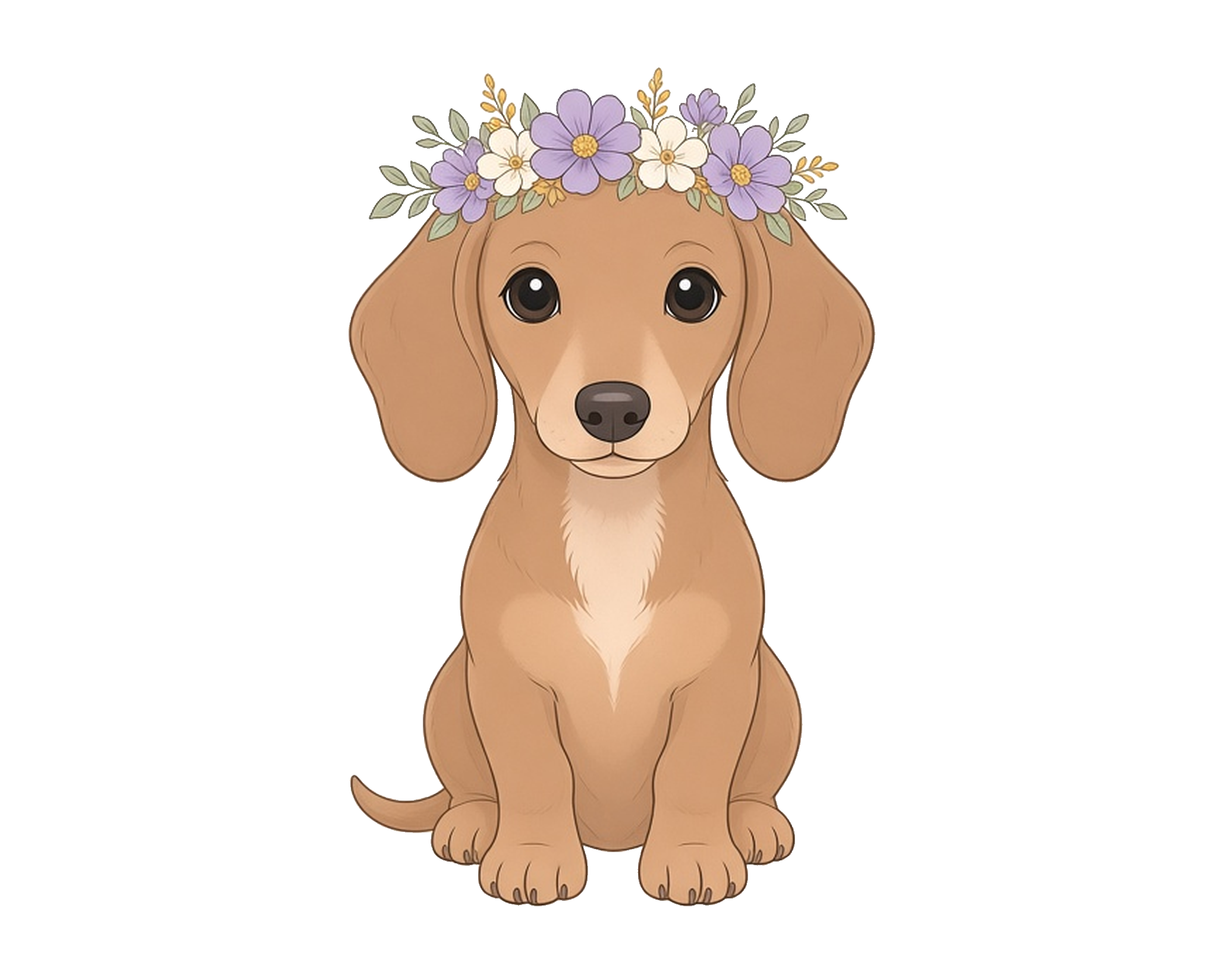Flower Crown Dachshund Sticker — Floof