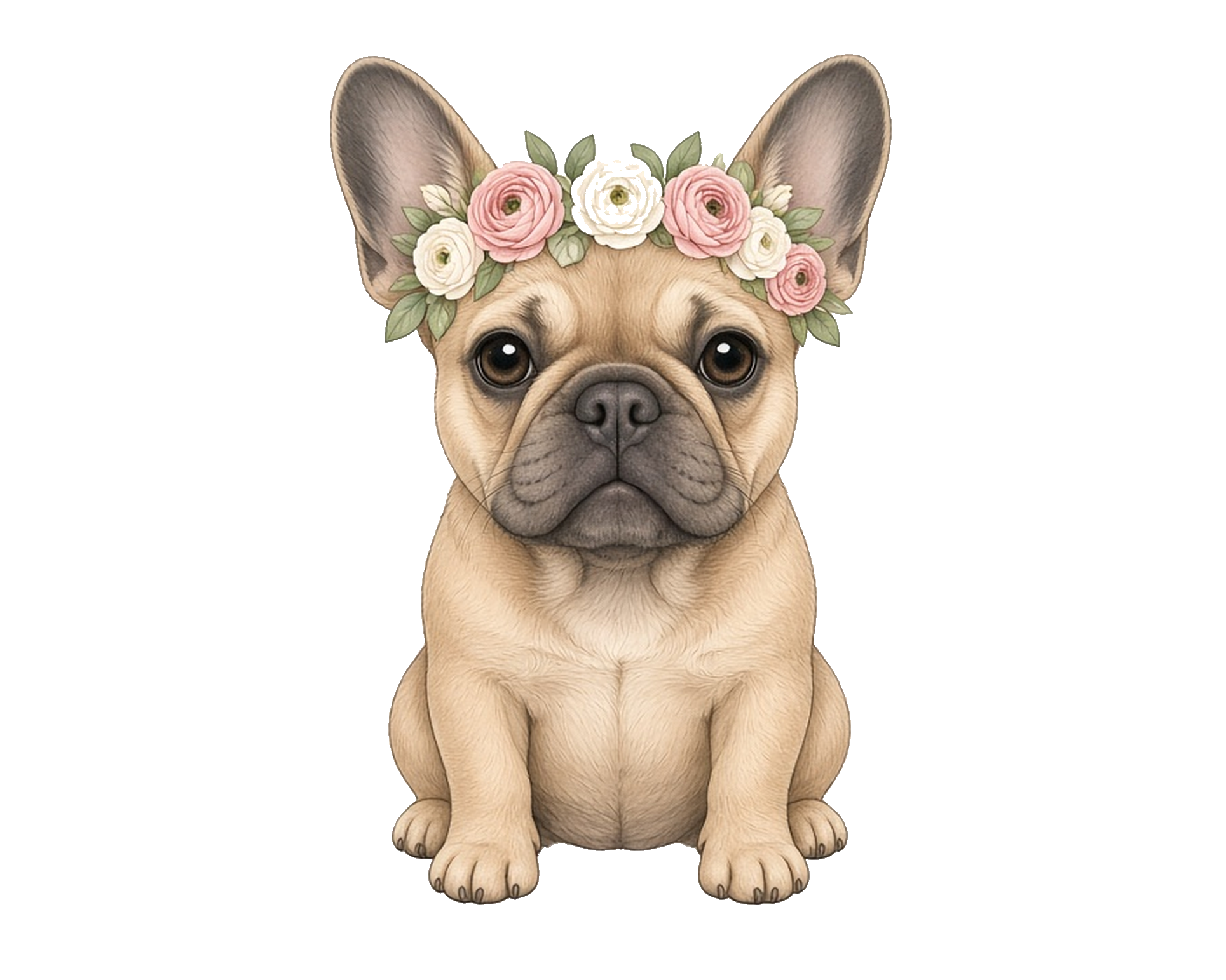 Flower Crown French Bulldog Sticker — Floof