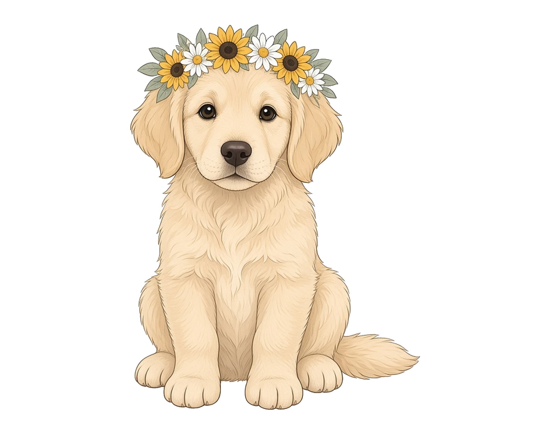 Flower Crown Golden Retriever Sticker — Floof