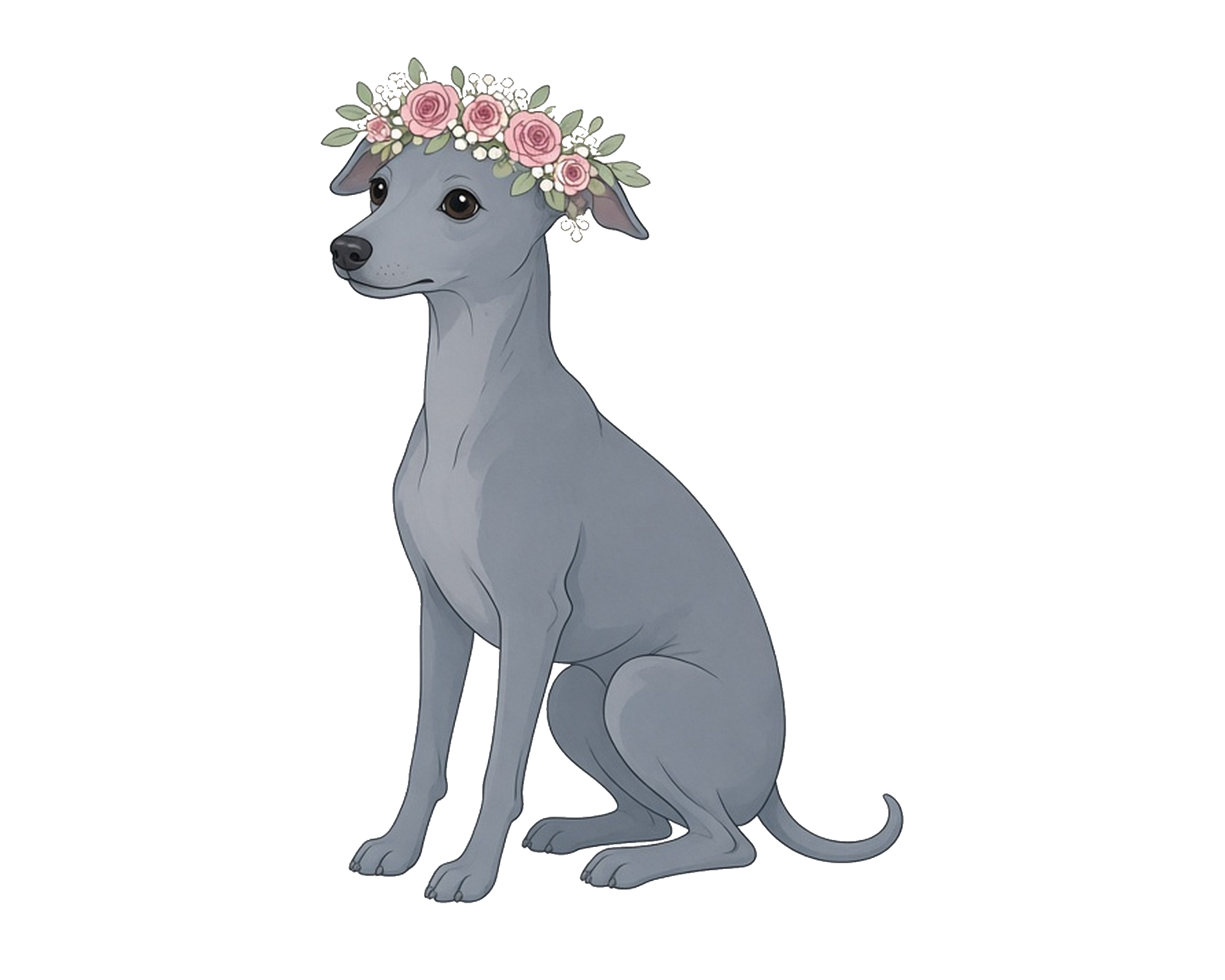 Flower Crown Italian Greyhound Sticker — Floof