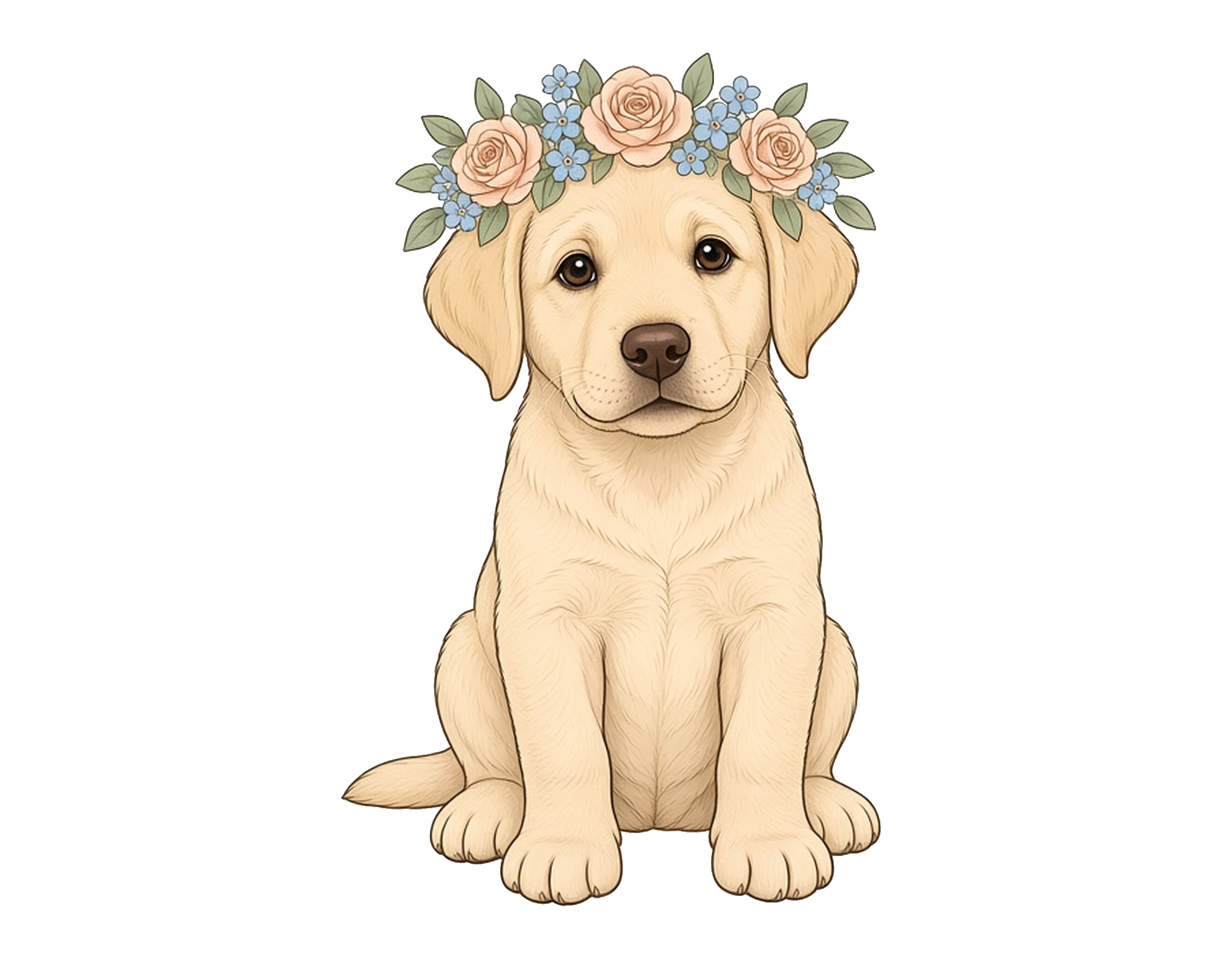 Flower Crown Labrador Sticker — Floof