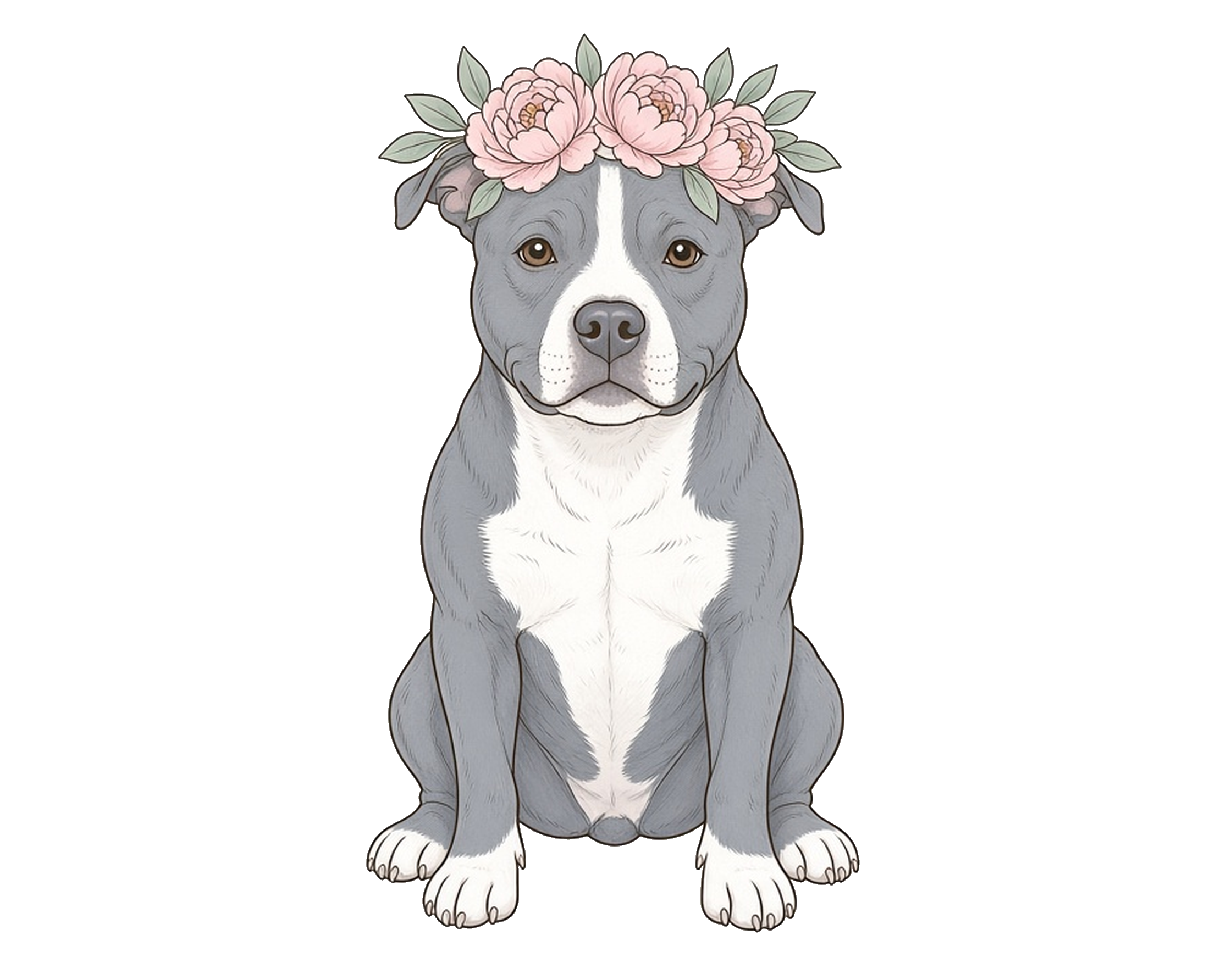 Flower Crown Pit Bull Sticker — Floof